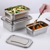 Tmboryuu Premium Rectangular Metal Ice Cream Tub with Secure Locking Lid Dishwasher Safe Dessert Container for Yogurts Thin Profile Refrigerator Box view 2