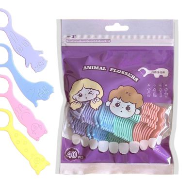 Tooth Picks Flossers 40 Piece Animal-Shaped Teeth Tools
