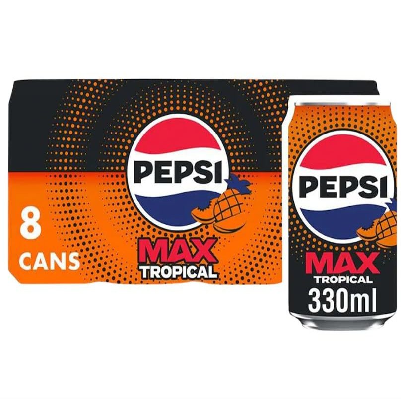 Pepsi Carbonated Soft Drink | Classic Cola Refreshment for Every Occasion (Pepsi Max Tropical 8 x 330ml)