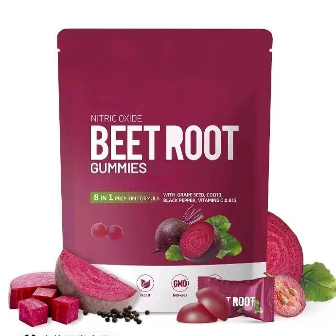Beetroot Gummies 8-in-1 Heart & Circulation Support with CoQ10, Grape Seed, L-Arginine, B12, Vitamin C