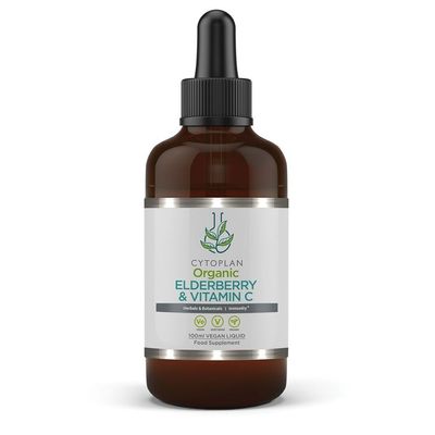 Cytoplan Organic Elderberry & Vitamin C Tincture Optimal Absorption British Developed Scientifically Formulated 100ml