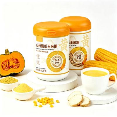 Chinese Yam Pumpkin Corn Powder, No Refined Sugar, Vegan Quick Breakfast For Office & Busy Mornings, 500g Can(2pcs)