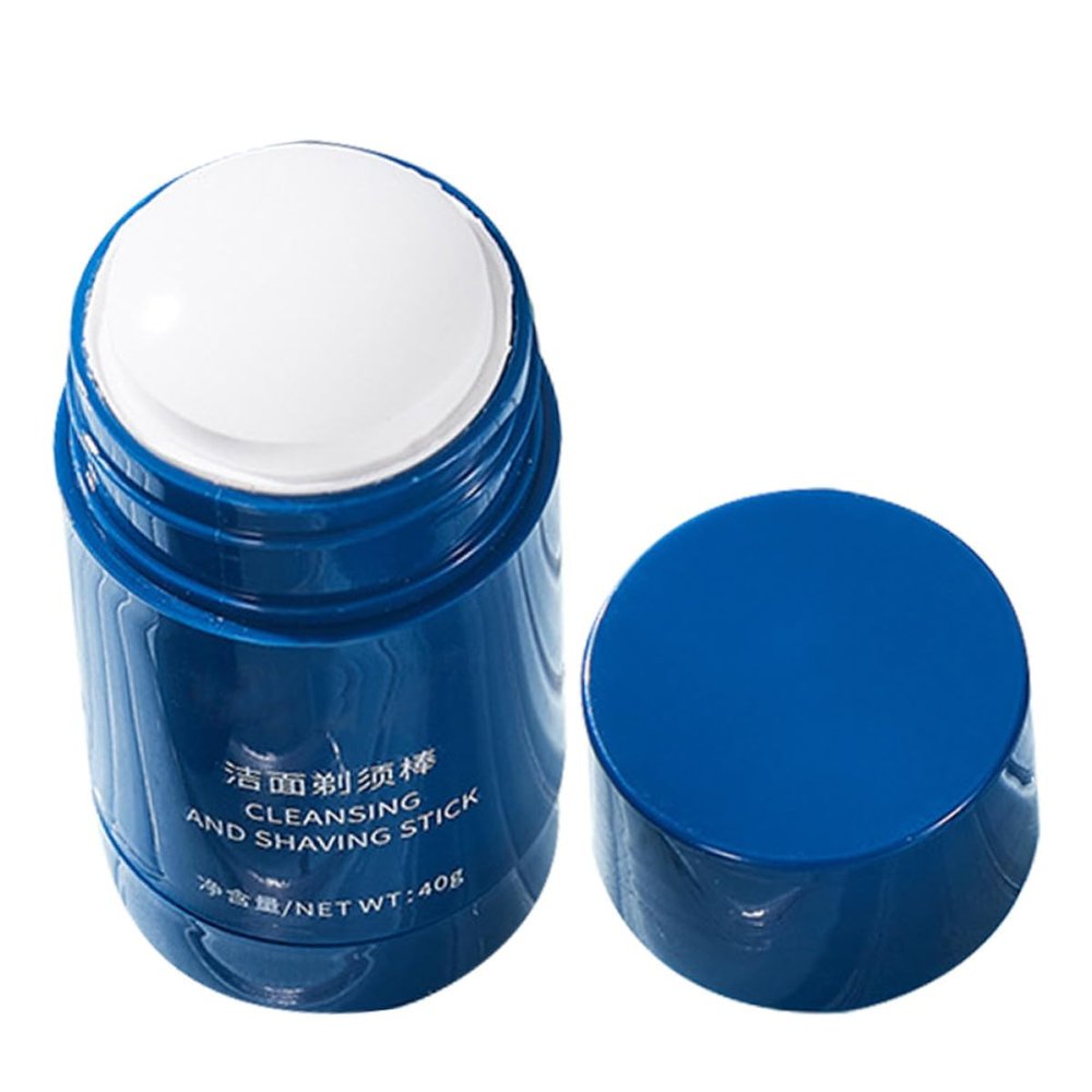SEWACC Beard Softening Cream Stick for Men Grooming with Deep Cleansing and Manual Shaving Features, Moisturizing Shaving Stick Suitable for Travel and Facial Clean, Blue Cream Formula