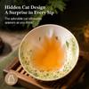 Tyscryphal Hand-Painted Ceramic Tea Cup with Hidden Cat Design, and A Beautiful Gift Box, Handmade Gongfu Tasting Cup, Underglaze Shallow Bowl for Loose Leaf Tea Ceremony, Flower Styles (D.) view 2