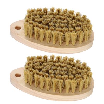 jojofuny 2pcs Wooden Laundry Clothes Cleaning Brushes with Ergonomic Design and Non-slip Handle, Sturdy Bristle Shoe Washing Scrub Brushes for Household Shoes and Clothes