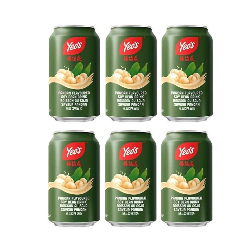 Yeo's Pandan Flavoured Soy Bean Drink 300ml (Pack of 6) | Singapore Soy Milk Drink with Pandan | Ready to Drink Asian Beverage