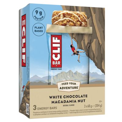 CLIF BAR Energy Bar - Protein Bar White Chocolate Macadamia Nut Plant-Based Protein Bar for Running, Marathon Training, Cycling & Endurance Sports 3 x 68 g