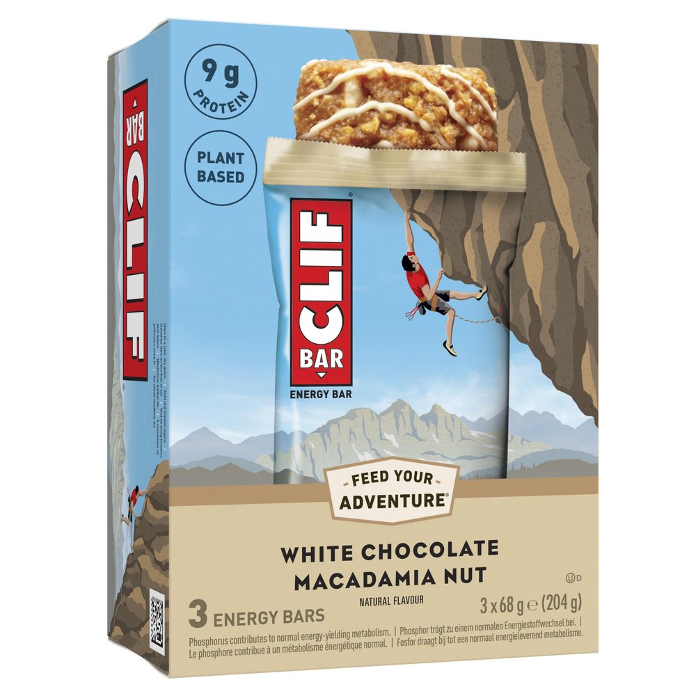 CLIF BAR Energy Bar - Protein Bar White Chocolate Macadamia Nut Plant-Based Protein Bar for Running, Marathon Training, Cycling & Endurance Sports 3 x 68 g
