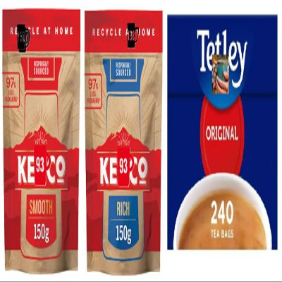 Instant Tea Bags(240 Bags), with Coffee Paper Refill, Rich and Smooth(Each 150g), Tea and Coffee Bundle
