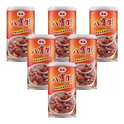 Taisun Asian Taiwanese Congee & Sweet Soup Dessert (6 Cans) Ready to Eat Rice Porridge & Red Bean Dessert (Mixed Congee 375)