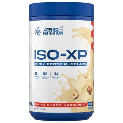 Applied Nutrition ISO-XP Whey Protein Isolate Over 21g Protein, Low Carb, Low Fat, BCAA-Rich, Fast Absorption, Soy-Free, Halal-Certified (850g - 34 Servings) (White Choco Hazelnut)