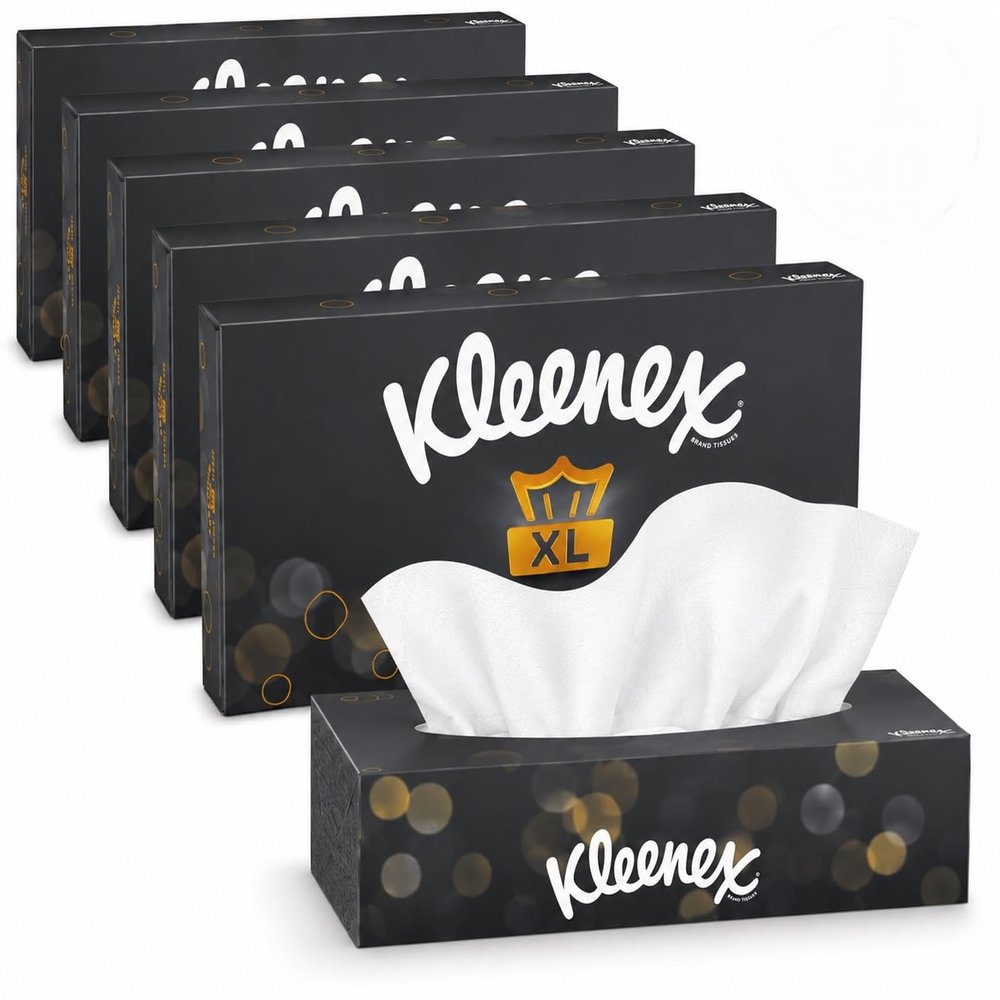 Extra Large Facial Tissues, Soft & Strong 2 Ply Face Tissues, 90 Sheets per Box, Premium Tissue Boxes for Home, Office, Car & Everyday Use (Pack of 12)