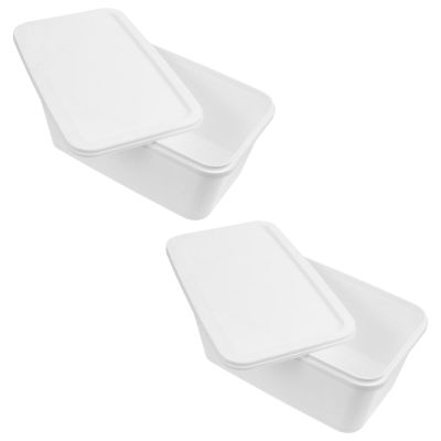 JOINPAYA Plastic Ice Cream Storage Tubs Suitable for Home Use Convenient to Take and Store 2pcs 3 Litres White Ice Cream Boxes for Storage and Making for Freezer