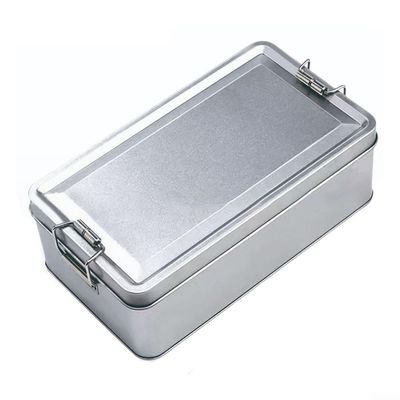 GLOBALHUT Silver Stainless Steel Lock Storage Box With Clasp Lid For Cookies Pastries And Candy Vintage Metal Tin Container For Organization Home Decor 18.5cm(Large silver)