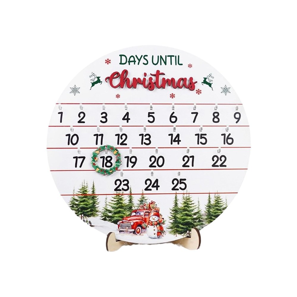 Modern Wooden Christmas Countdowns Display Safe Holiday Decoration for Living Room Festival Desktop Countdowns Display