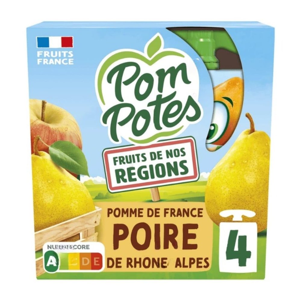 Pom Potes Pouches Apple & Pear no added sugar 4x90g