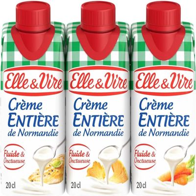 Elle & Vire Normandy's single cream (entiere) 3x20cl - Pack of 2