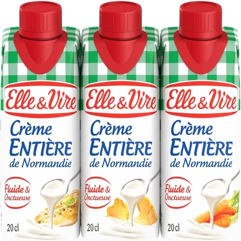 Elle & Vire Normandy's single cream (entiere) 3x20cl - Pack of 2