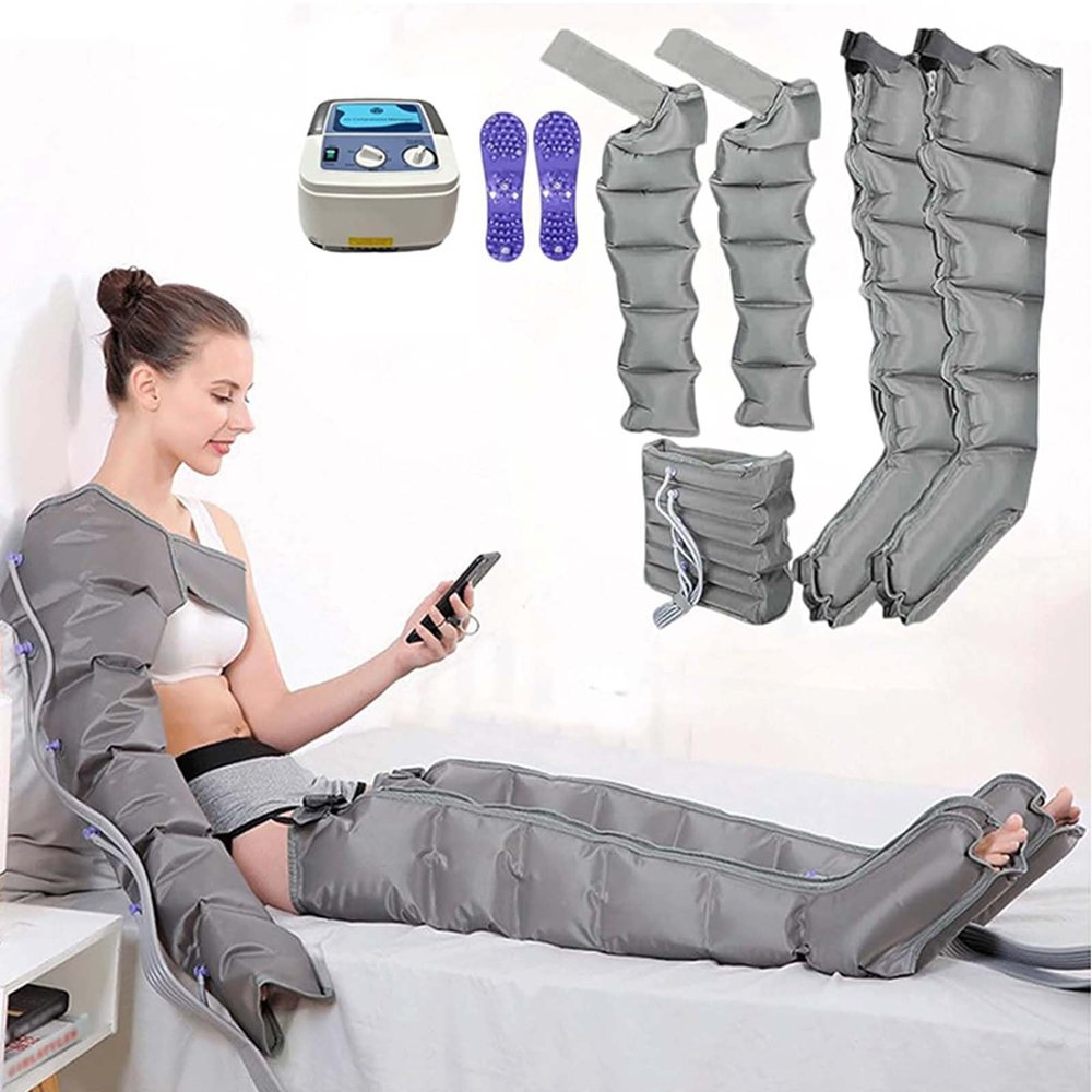 6 Cavity Pressotherapy Air Compression Leg Foot Massager, 360 Wrap for Swollen Legs and Lipedema Treatment, Pressotherapy and Lymphatic Drainage,2Arm+1Waist+2Legs (2arm+1waist+2legs)