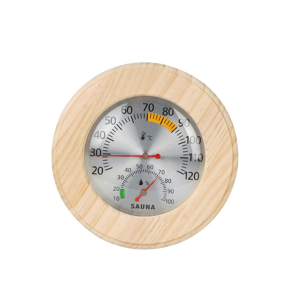 Msioytog Mechanical Sauna Room Gauge Wood Frame, Analog Temperature Humidity Meter for Room Spa Bathroom Wall Use Wood Sauna Gauge Meter Bath Hygrometer Analog Humidistat Spa Wall Dry Space Monitor
