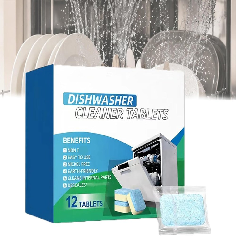 Dishwasher Deep Cleaner Tablets, Dishwasher Cleaner Tablets, Heavy Duty Grime & Grease Remover, Odor Eliminator for Drain Maintenance (1Box)