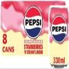 Pepsi Cola Carbonated Soft Drink Cans Pack of 8 (330 ml Each) | Classic Refreshing Beverage | Perfect for Sharing & Celebrations (Pepsi Strawberries 'n' Cream Soft Drink Cans 8x330ml) view 1