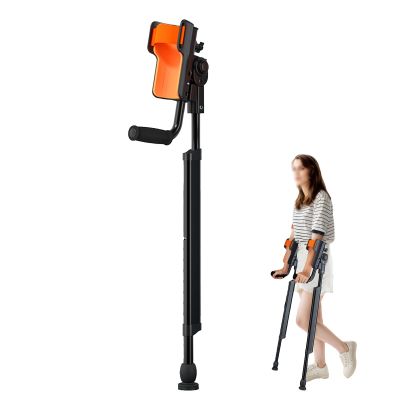 Folding Crutches, Portable Elbow Support, Adjustable Height 14 Levels, 3 Gears Elbow Rest, Walking Aid for Adults 150-180cm, Supports 100kg