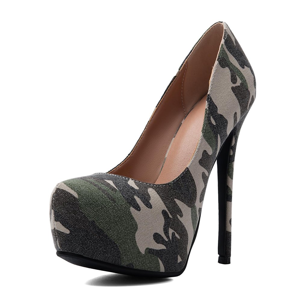 YAWURUNQIN Women's Camouflage Cosplay Heels 6 Inch Stilettos
