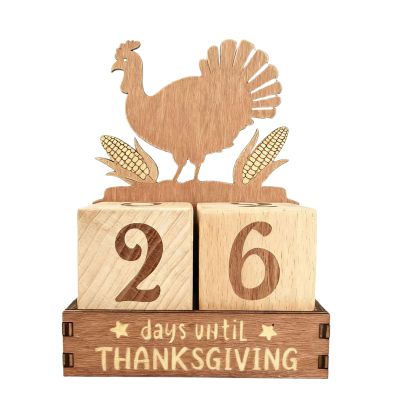 Jazuaiao Natural Wood Countdowns Calendar Multiple Festival Designs Sturdy Construction Tabletop Fireplaces Decors for Celebration Sturdy Wooden Calendar