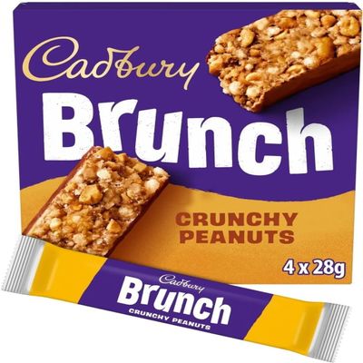 Brunch Bar Healthy Cereal Bar with Chocolate Tasty Breakfast & Snack Bar for Kids & Adults (Cadbury Brunch Peanut Cereal Bars 4x28g)