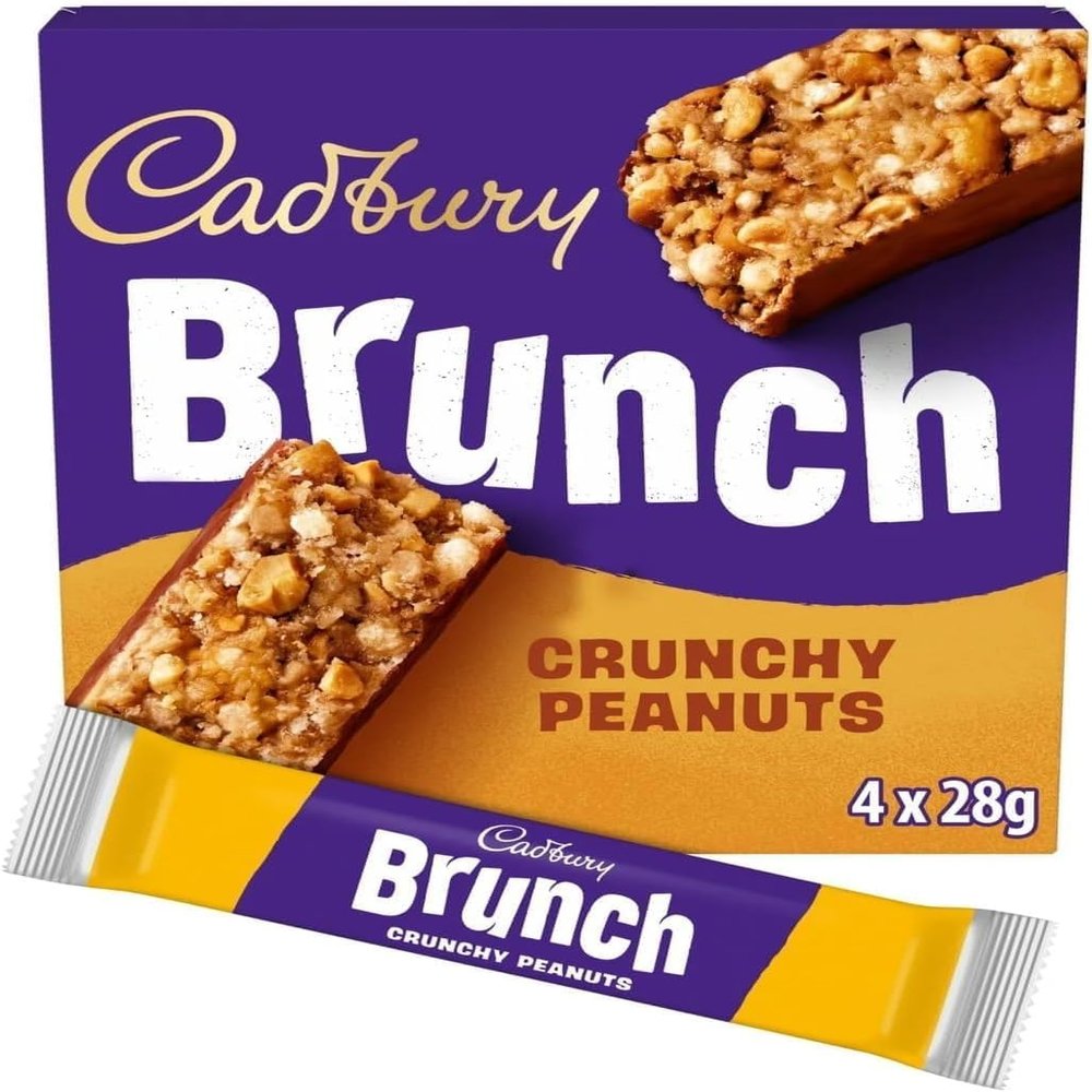 Brunch Bar Healthy Cereal Bar with Chocolate Tasty Breakfast & Snack Bar for Kids & Adults (Cadbury Brunch Peanut Cereal Bars 4x28g)