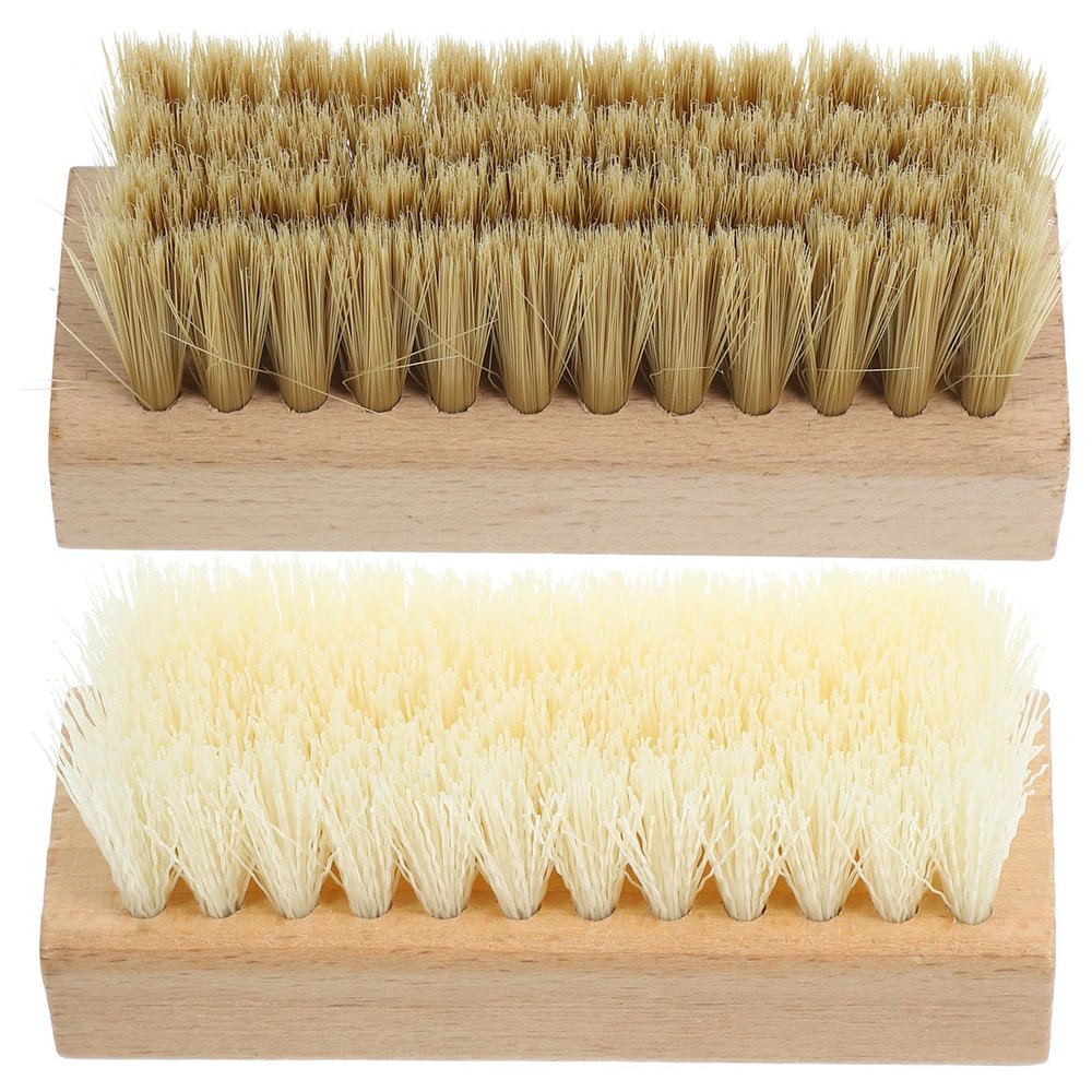 Levemolo Scrub Brush for Cleaning with Hard and Soft Bristles, 2pcs Wooden Handle Laundry and Shoe Brush for Household Cleaning