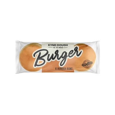 KYND DOUGH Burger Buns 6 Buns pak 300g | Soft Burger Rolls for Homemade Burgers, BBQs & Family Meals Pack of 6