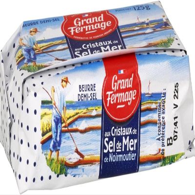 Grand Fermage Noirmoutier sea salt butter 125g - pack of 8