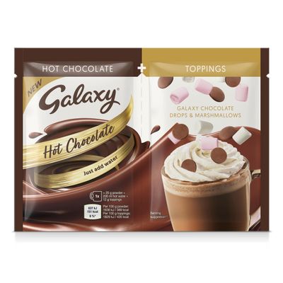 Galaxy Hot Chocolate Duos 37g x 15 | Instant Hot Chocolate Sachets with Galaxy Chocolate Drops & Mini Marshmallow Toppings | Sharing & Gifting Pack