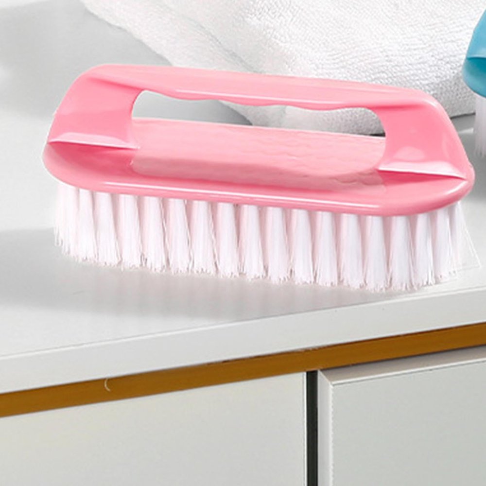 BAFOVY Laundry Brush Soft Bristle Shoe Cleaning Brush PP and Nylon 13.5 Cm Multifunctional Hand Scrub for Clothes Shoes Carpet Blanket Curtain Home Dorm Hotel (Pink)