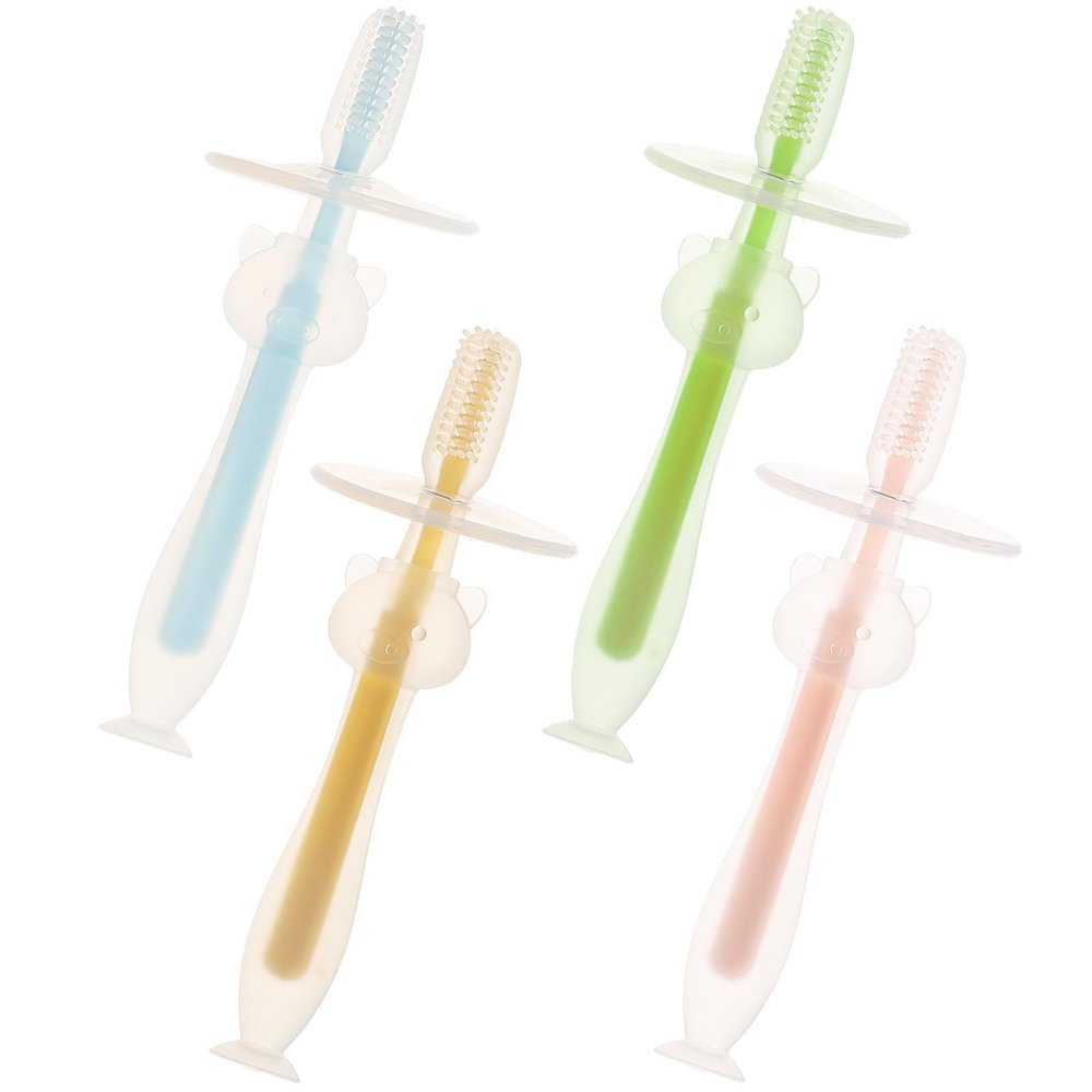 iplusmile Silicone Toothbrushes Providing Comfortable Brushing Experience 4pcs with Suction Base, Soft and Lightweight Oral Cleaning Brushes