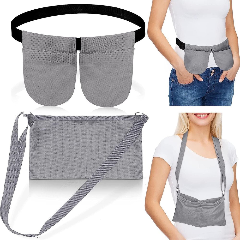 2 Pack Mastectomy Drainage Pouch With Shower Bag Adjustable Mastectomy Drain Holder Waist Belt Breast Drainage Carrier For Mastectomy Breast Reduction Augmentation Recovery Support, C