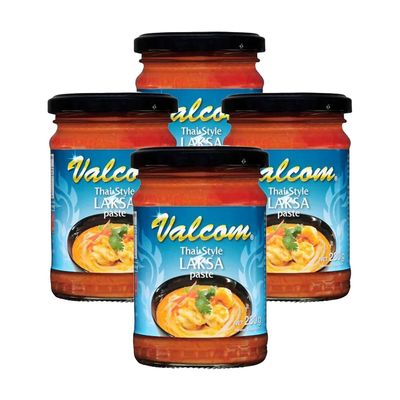 Valcom Thai Style Laksa Paste 230g, Authentic Thai Curry Soup Base, Southeast Asian Noodle Soup Cooking Condiment (Pack of 4)