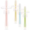 KALLORY 4pcs Toothbrush with Suction Base Soft Silicone Toothbrushes for Oral Massage and Care Lightweight Training Brushes for Pink Yellow Green Blue view 1