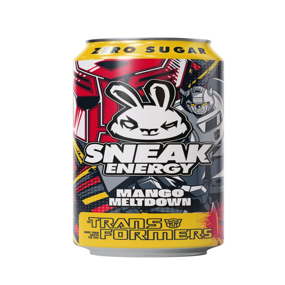 SNEAK Energy Drink Cans | Mango Meltdown with Brainberry | No Sugar. No Junk. Just Natural Caffeine & Focus-Boosting Nootropics | 500ml x 12