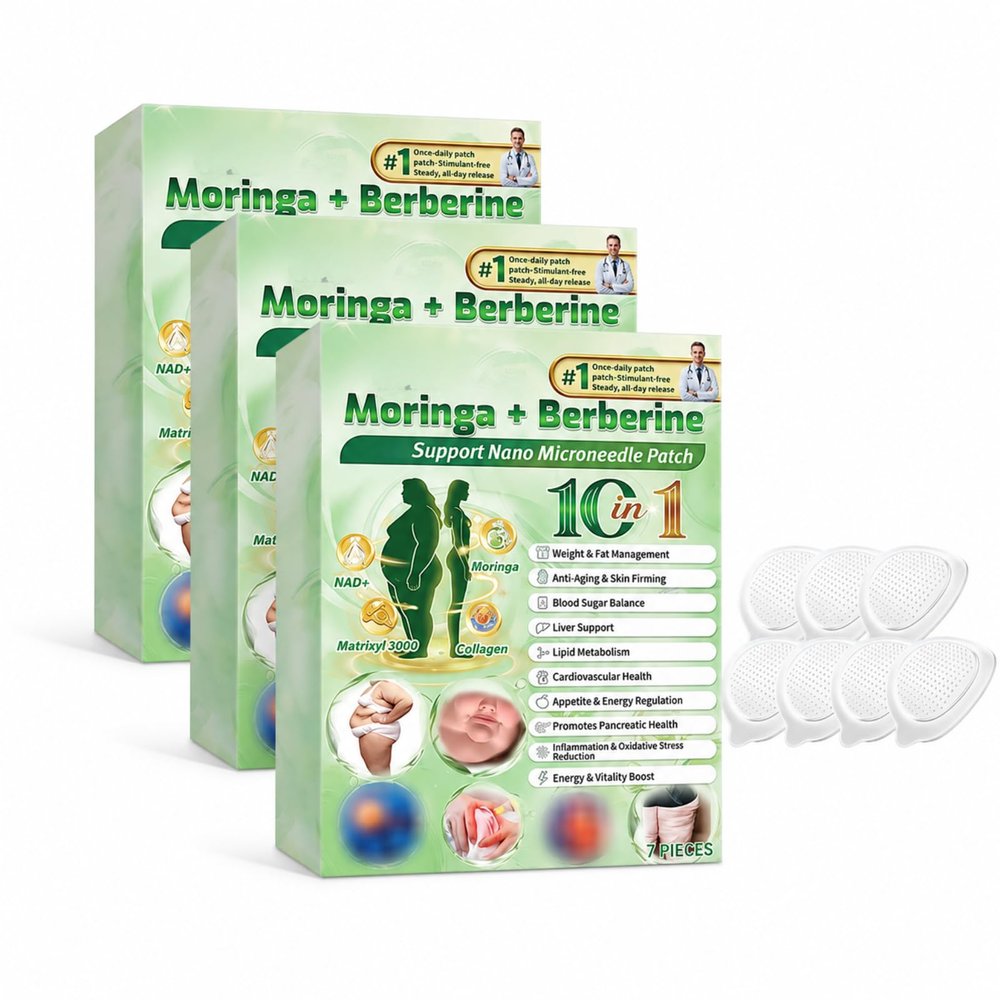 Moringa x Berberine Patch, Nano Microneedle Slimming Patch, Soft & Effective, Invisible Under Clothes, for Men & Women, Natural Ingredients, Easy to Apply