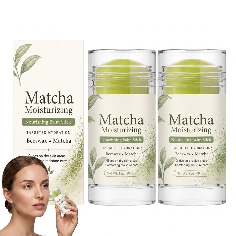 Multi Purpose Matcha Moisturizing Facial Balm, Balm Hydrating Care Portable Solid Stick, Mens Moisturiser Face, Mens Face Cream, Hydrating Skin Care, Soothes & Softens Rough Texture (2pcs)