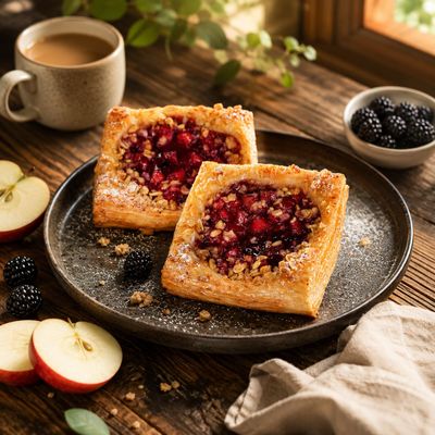 Fakhri Apple & Blackberry Crumble Danish Pastries 2 Pack | Buttery Flaky Pastry with Sweet Apple & Blackberry Filling