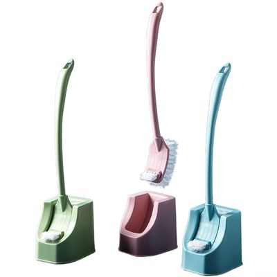 Green Double Sided Toilet For Brush Featuring Weighted Base And Long Handle For Effective Bathroom Cleaning Deep Groove Scrubbing Tool With Ventilated Stand For Fast Drying And Hygienic Restroom Care