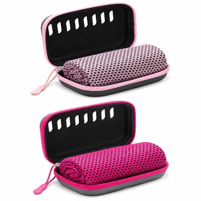 Cooling Towel, 30x90CM Ice Cool Microfiber Neck Towel with EVA Case, Quick Dry Sweat Towel for Gym Running Yoga Camping. (2Pcs-E)