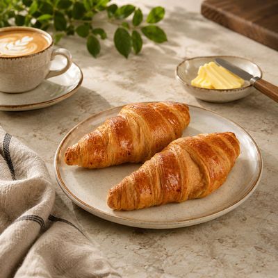 Fakhri All Butter Croissant 2 Pack Light, Flaky & Buttery French-Style Croissants