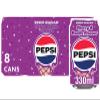 Pepsi Soft Drink | Classic Cola Refreshment for Every Occasion (Pepsi Cherry & Vanilla Flavour 8 x 330ml) view 1