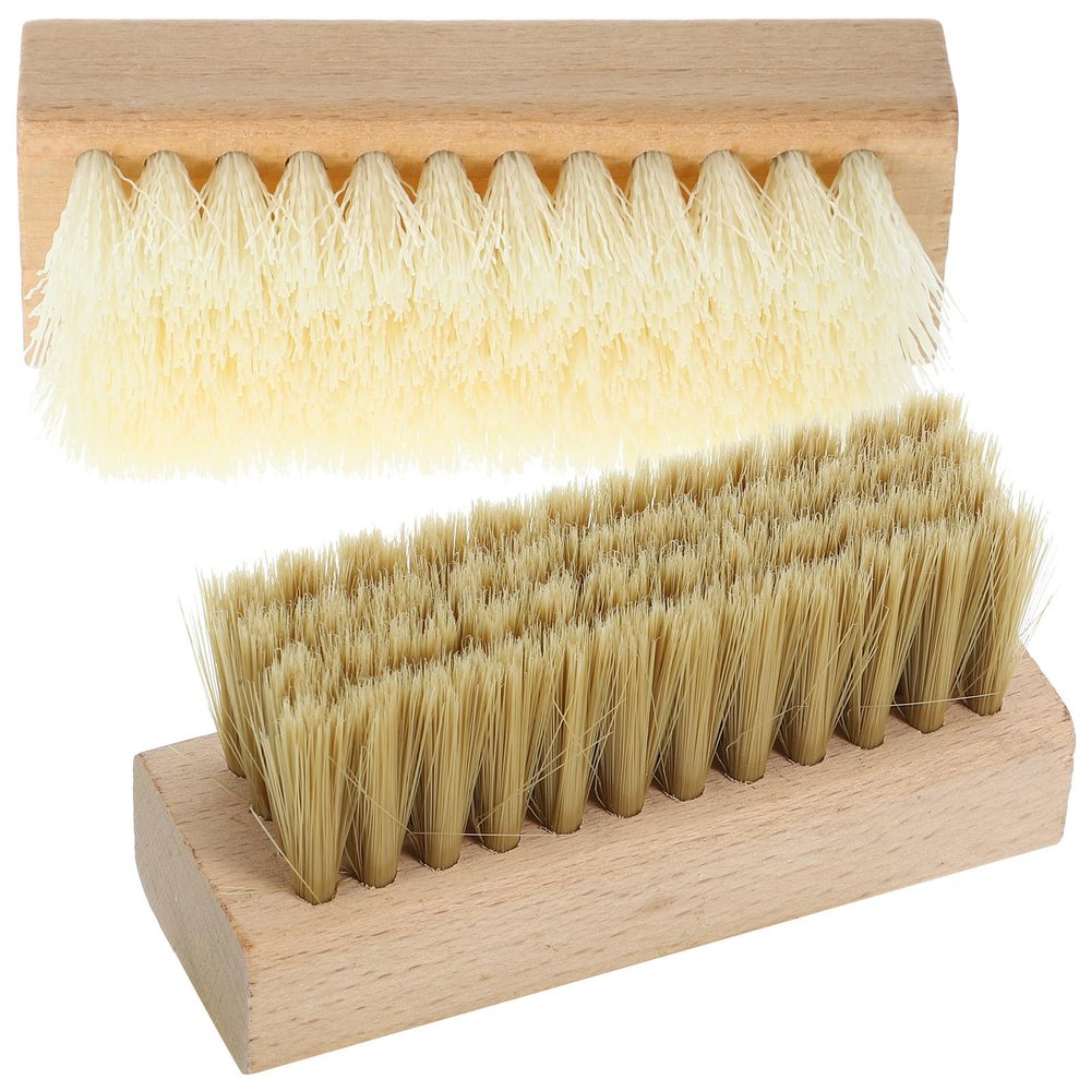 FUNNETOYU Scrubbing Brush and Shoe Washing Brush Set 2pcs, Wooden Handles with Nano Wire and PP Bristles, Suitable for Home Clothes and Footwear Cleaning