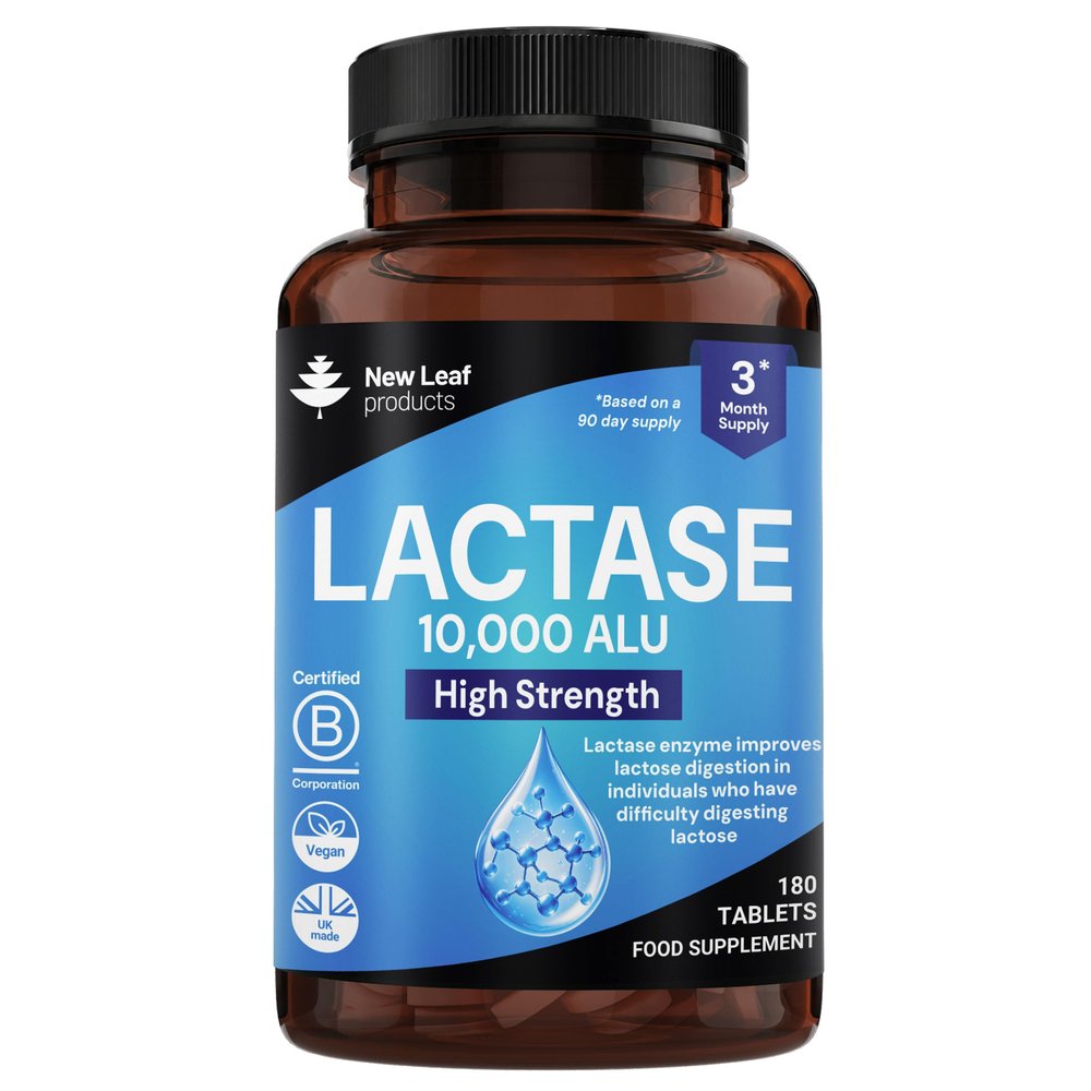 Lactase Tablets 10,000 ALU 180 Count, 3 Month Supply Lactase Enzyme Tablets